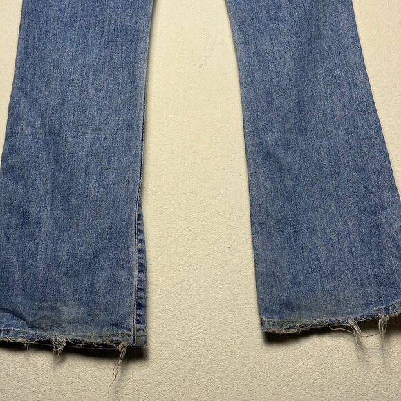 Abercrombie & Fitch Denim Jean Pant Women 4R Bootcut Flared Distressed Blue Y2K - Picture 12 of 14